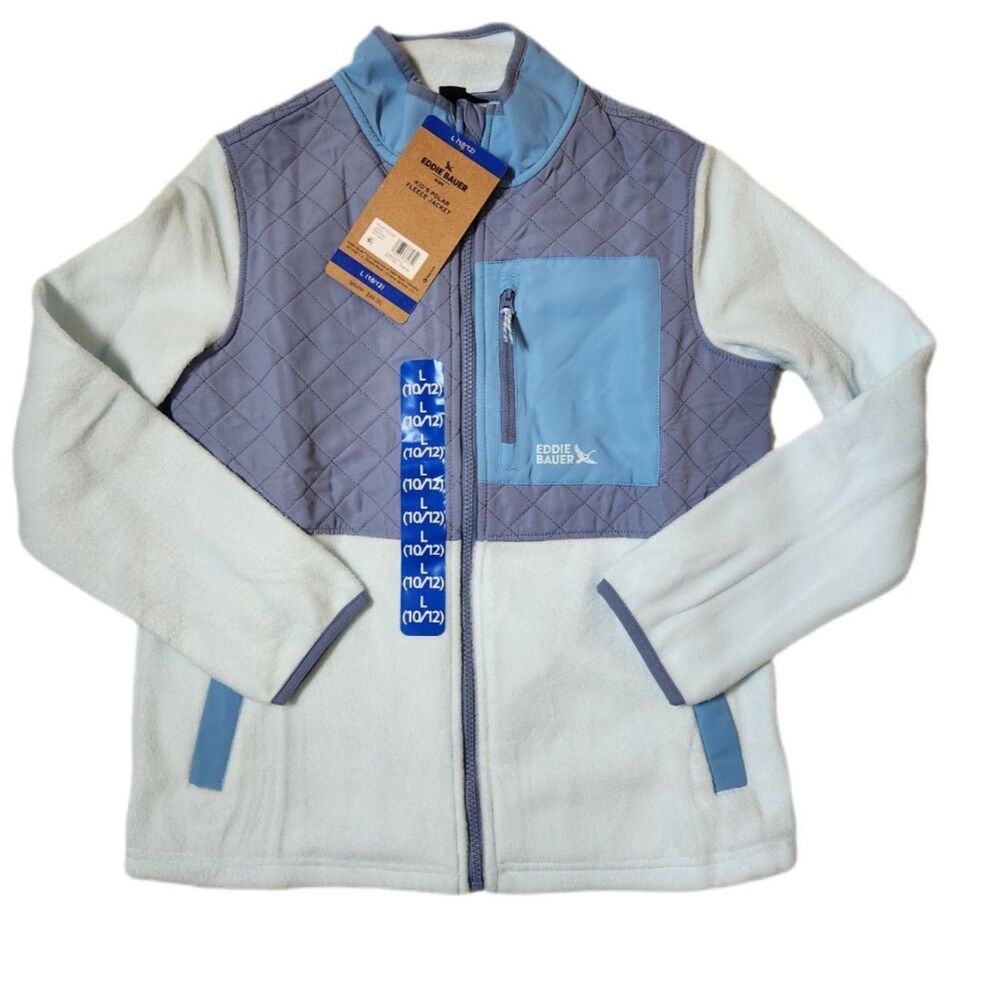 Eddie Bauer Kids Polar Fleece Jacket Large 10/12 Light Blue NWT